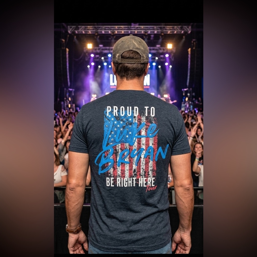 Luke Bryan Proud To Be Right Here 2021‎ Concert Tour T-Shirt Black Tee Men Large